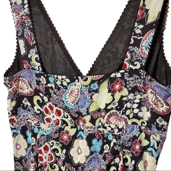 LOFT Boho Floral Sleeveless V-Neck Midi Dress, Size 2 - Picture 5 of 8